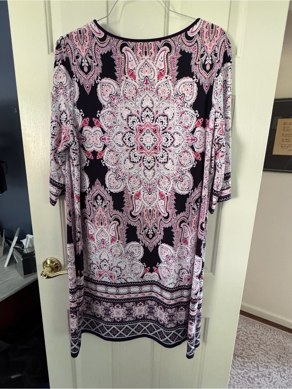 Sandra Darren Pink and Black Paisley-Print Top with Lattice Detail - Picture 2 of 3